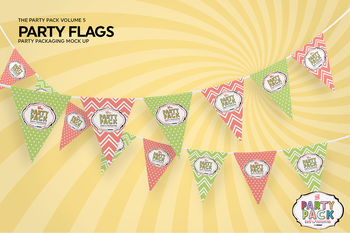Party Flags / Bunting Mockup, a Product Mockup by INCDesign (Photo 4 of 7)