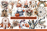 Boho Halloween Sublimation Clipart, an Illustration by cherrydesign (Thumbnail 1 of 3)