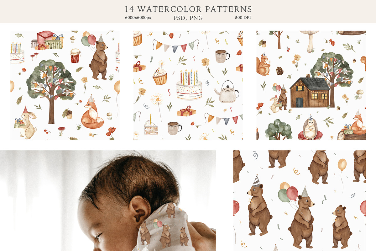 Forest party. Watercolor birthday., an Animal Illustration by Ooh Lily (Photo 6 of 16)
