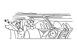 car scenic drives vector, a Person Illustration by pikepicture