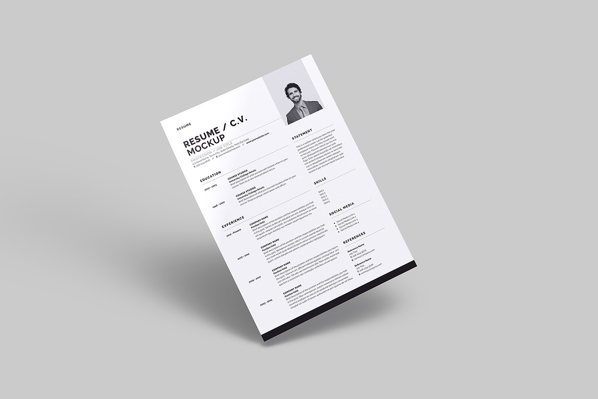 Resume - Curriculum Vitae Mockup, an Advertising Mockup by Illusiongraphic (Photo 13 of 22)