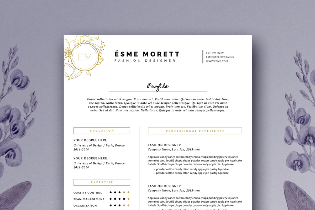 Feminine Resume Template, a Resume Template by Botanica Paperie (Photo 1 of 4)