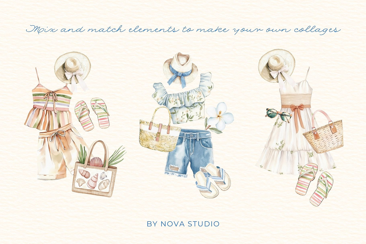Summer Vibes – Watercolor Clipart, an Object Graphic by Nova Studio (Photo 3 of 7)