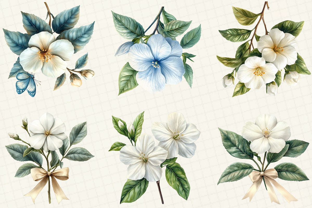 Jasmine Flower Bloom Clipart, an Illustration by OK Design (Photo 3 of 5)