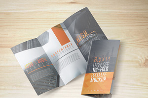 8.5x14 Legal Trifold Brochure Mockup