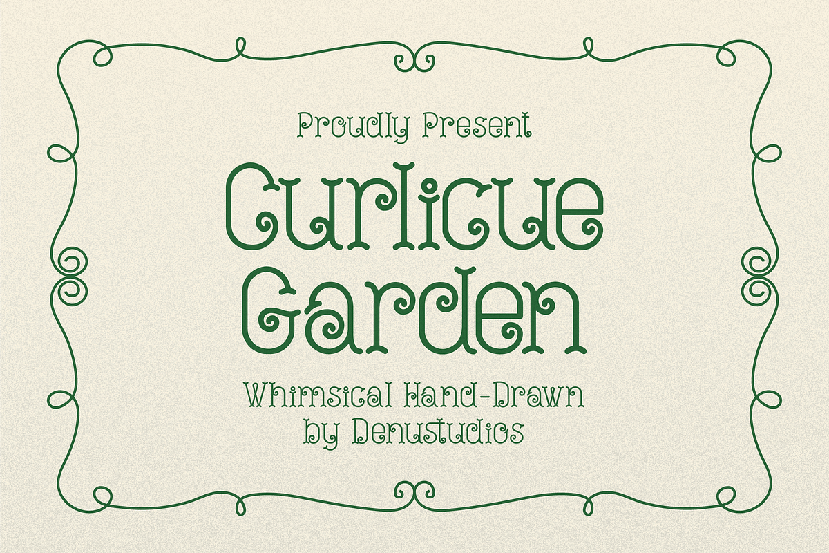 Curlicue Garden Whimsical Hand Drawn, a Handwritten Font by Denustudios (Photo 1 of 12)