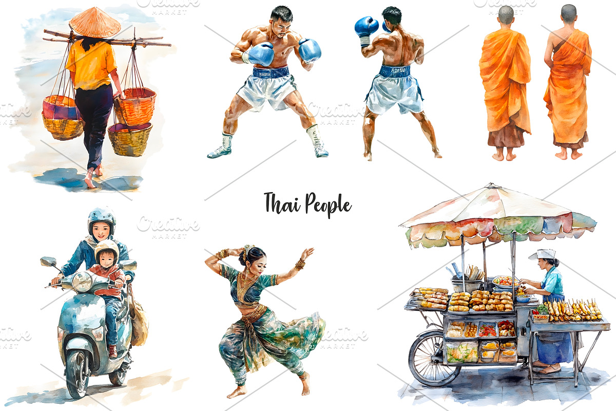 Watercolor Thailand clipart 60 PNG, an Object Illustration by Art and Funny (Photo 3 of 5)