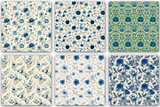 Blue Green Vintage Florals Pattern, a Pattern Graphic by DreamCafeArt (Thumbnail 2 of 7)