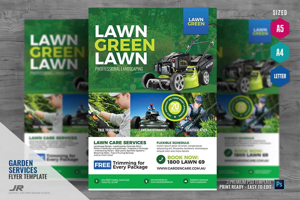 Landscaping and Lawn Care Flyer, a Flyer Template by PSDPixel