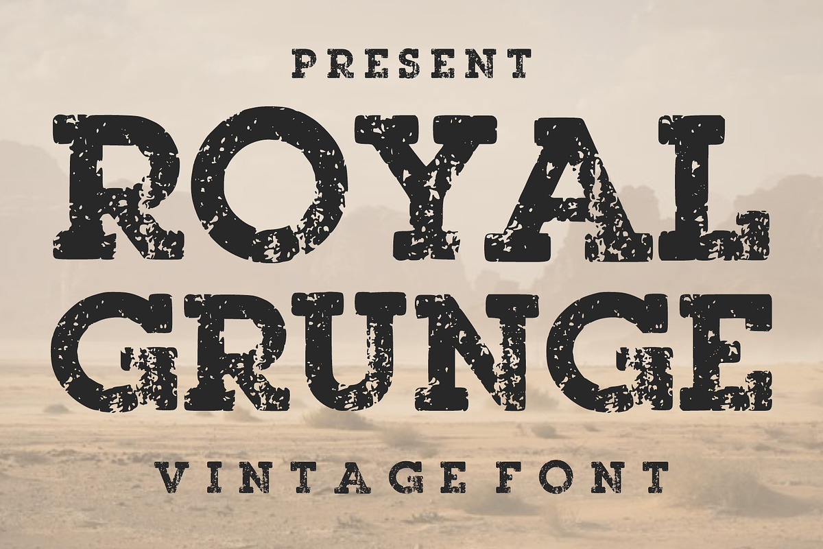 Royal Grunge Vintage Font, a Slab Serif Font by Fourteen Letter (Photo 1 of 6)