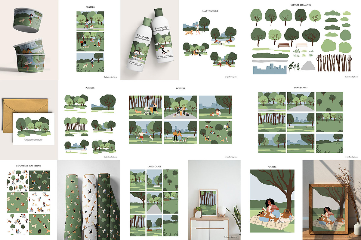 Summer in park illustration bundle, a Person Illustration by LyubovZaytseva (Photo 9 of 9)