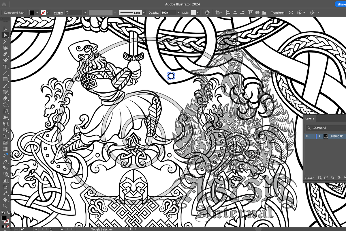 Viking Knotwork Dragon Coloring Page, a Decorative Illustration by Abysm Internal (Photo 4 of 4)