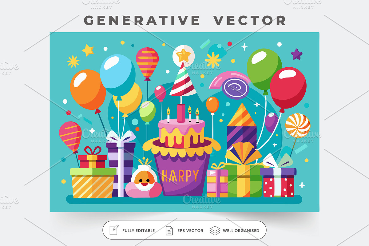 A vibrant birthday celebration poste, a Graphic by Iftikhar Alam
