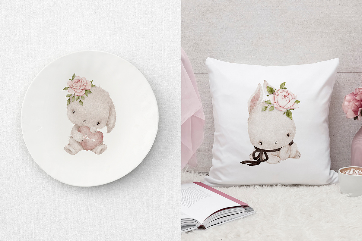 LOVELY BUNNIES watercolor set, an Animal Illustration by erasovas (Photo 4 of 11)