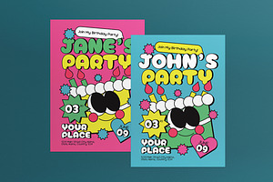 Blue Pink Kids Birthday Invitation, an Invitation Template by graphicook
