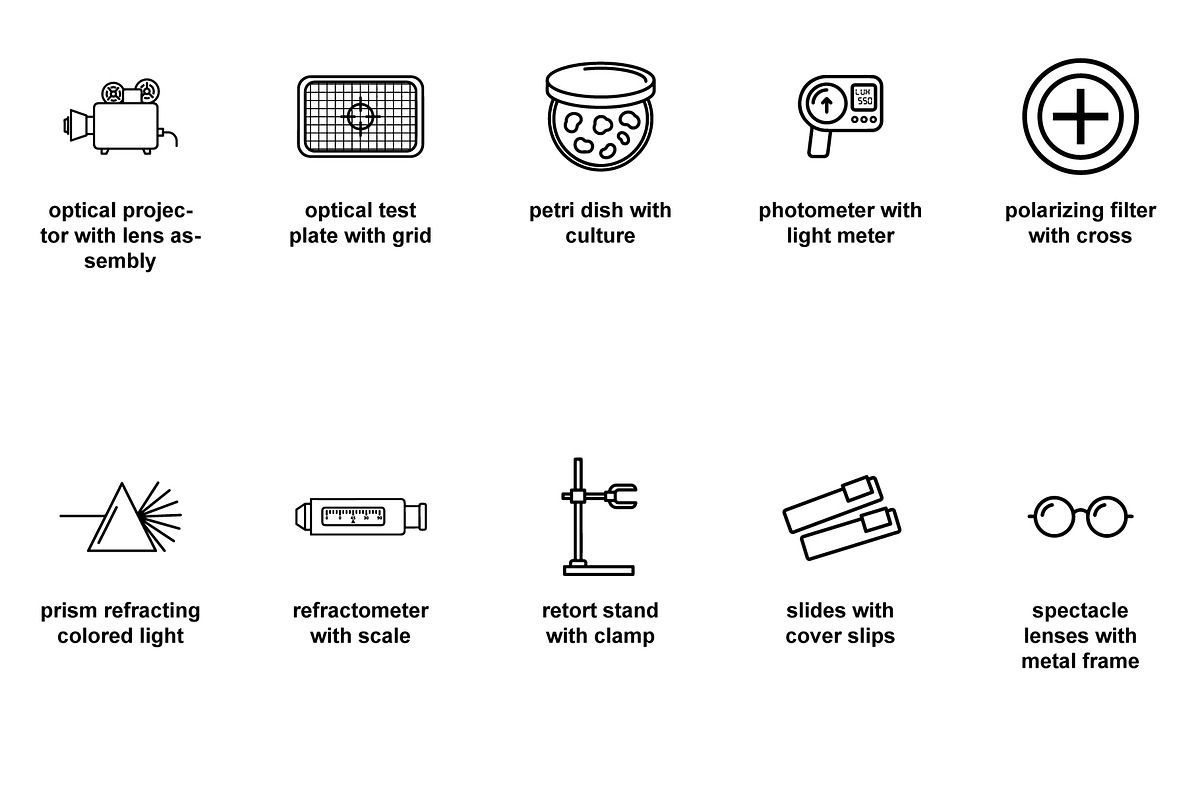 Optical laboratory Icon Set, an Outline Icon by Nurlan's shop (Photo 4 of 6)
