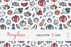 Pumpkins Seamless Patterns