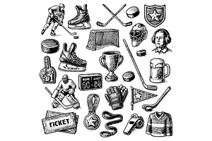 Ice Hockey Sport Clipart Set, an Object Graphic by RT Studio