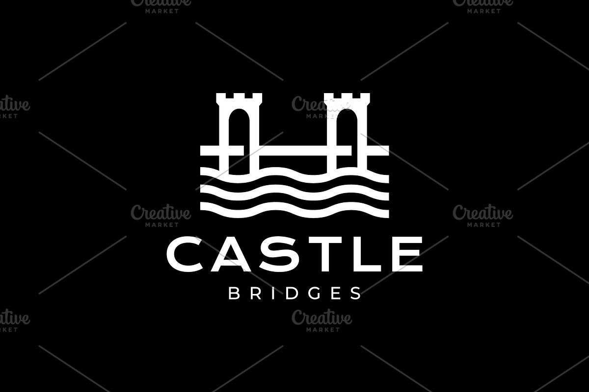 cable stayed bridge castle logo, a Branding & Logo Template by devastd