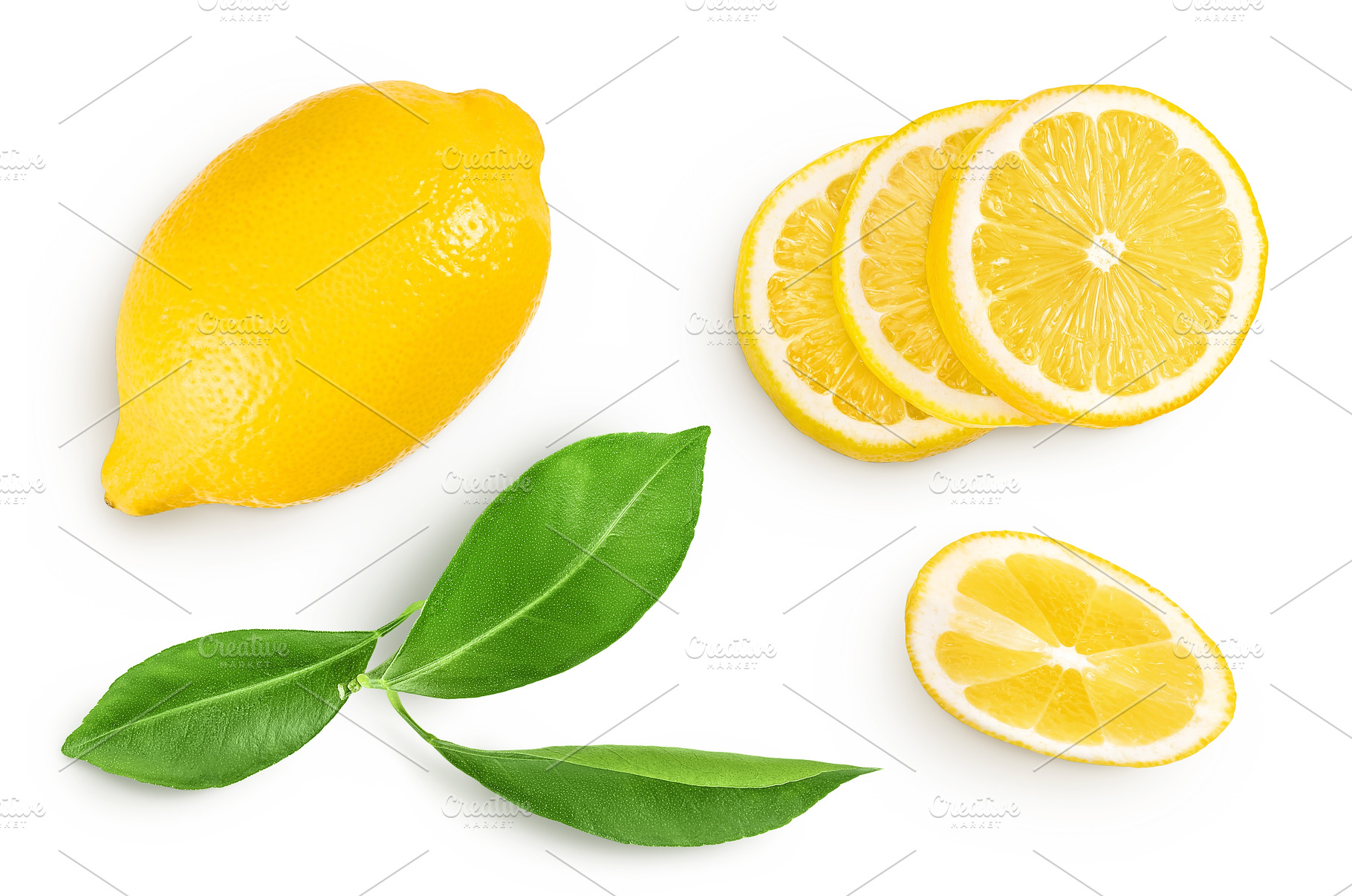 Ripe lemon with half isolated on, a Food & Drink Photo by NataPhoto