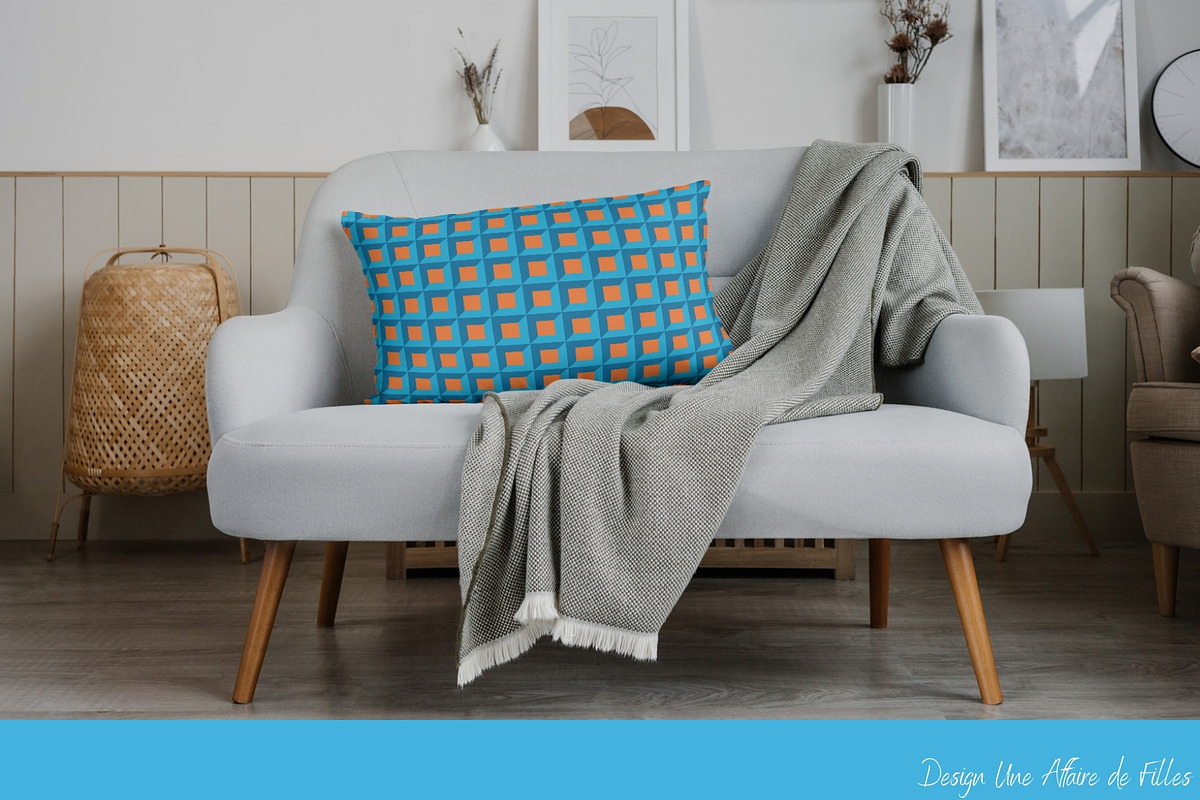 ORANGE & BLUE 12 SEAMLESS PATTERNS, a Pattern Graphic by Une Affaire de Filles (Photo 5 of 5)