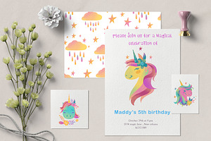 Pastel Unicorn&rainbow Clipart Set