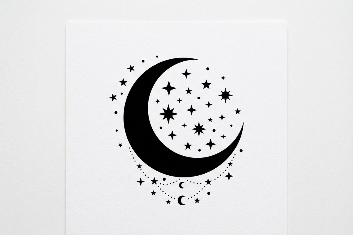 50 Crescent Moon with Stars, an Empty State Illustration by Amazin_art (Photo 24 of 47)