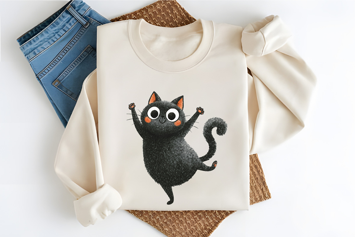 Whimsical Black Funny Cat Clipart, a Seasonal Illustration by RobertsArt (Photo 6 of 7)