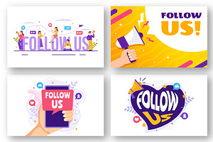 16 Follow Us And Like Illustration