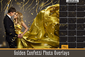 Golden Confetti Photo Overlays