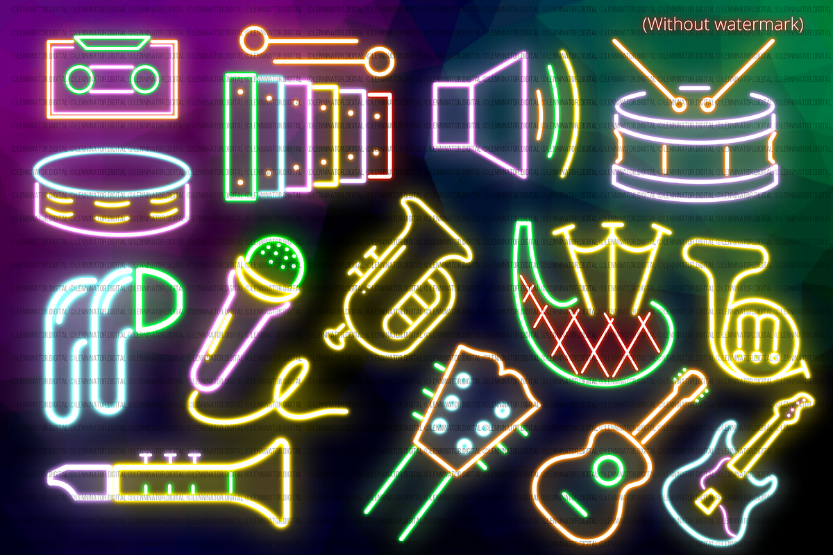 Neon Music Instrument PNG Clipart, an Education Illustration by Lenninator Digital (Photo 2 of 5)