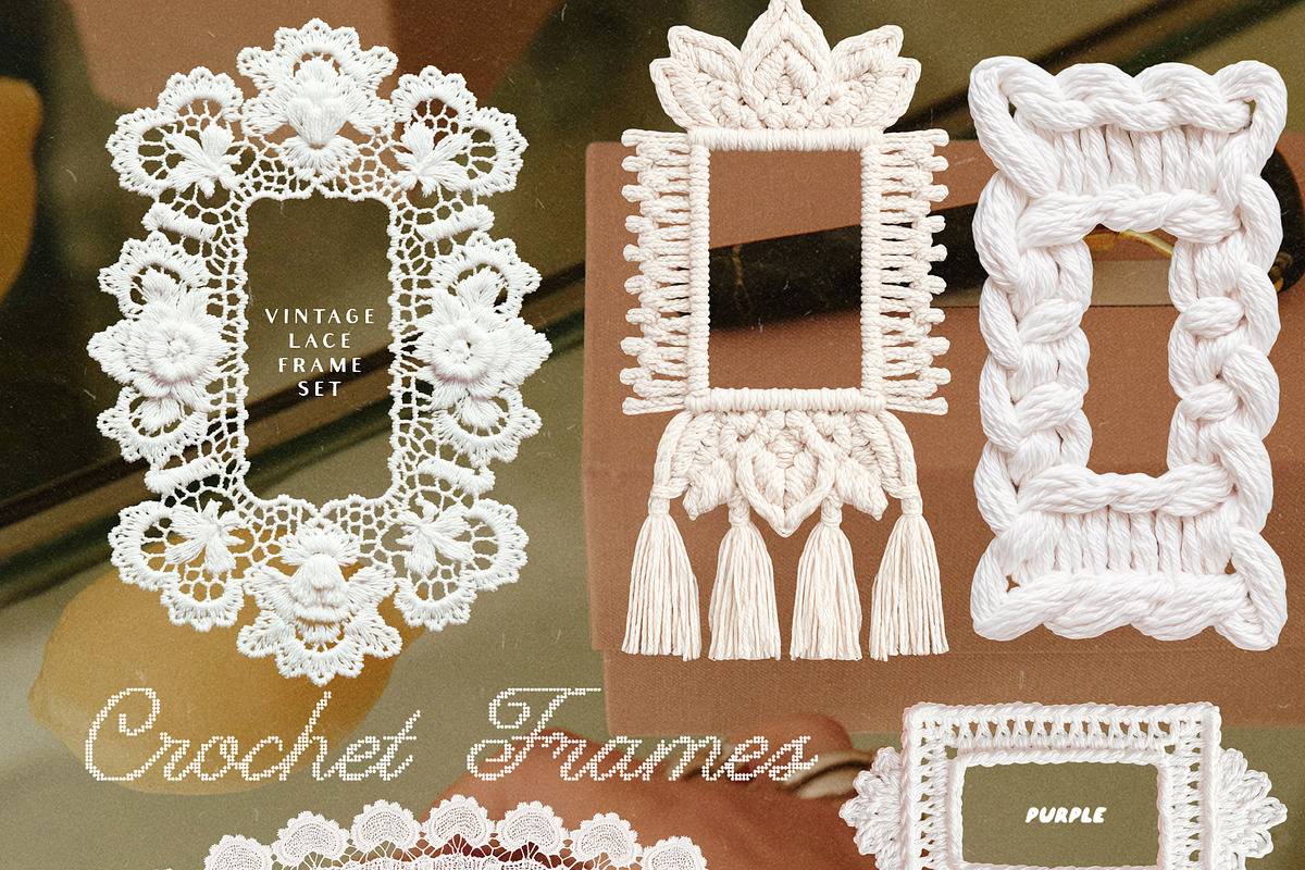 Crochet Frames: Vintage Lace Set, an Object Graphic by Purple (Photo 9 of 14)