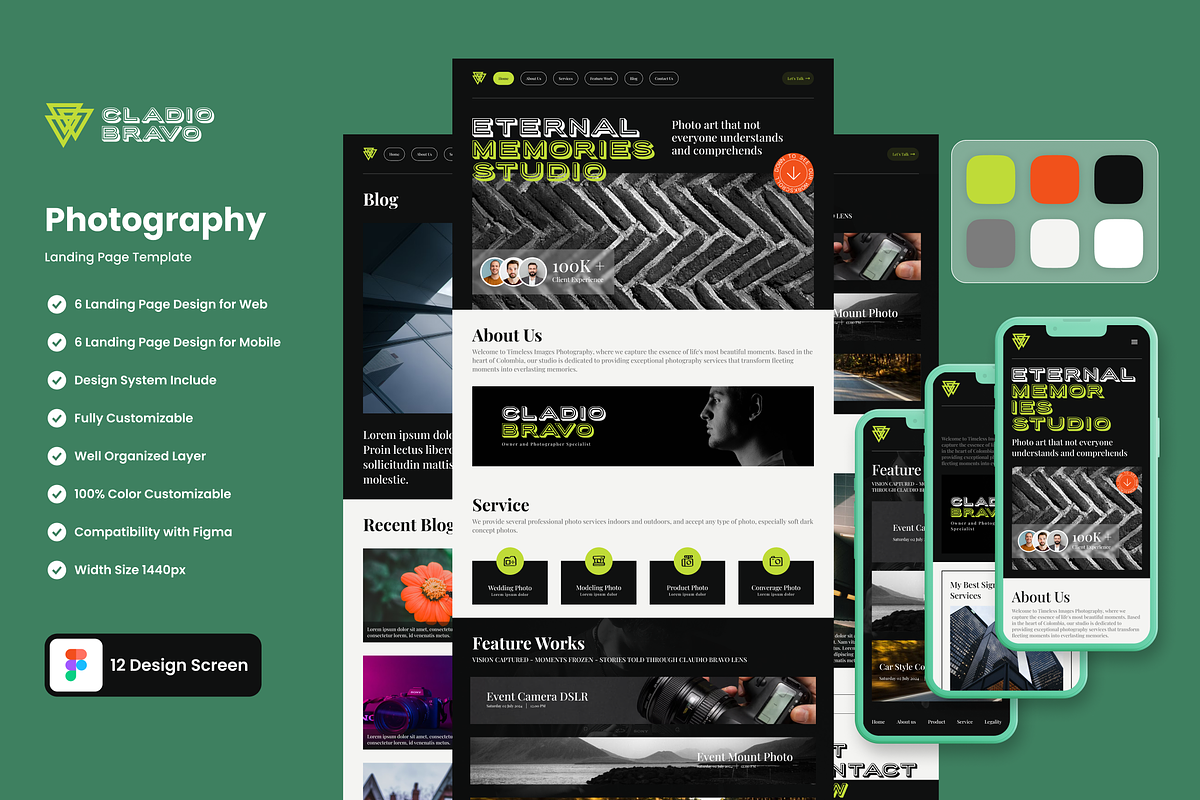 Photography Web Landing Page UI KIT, a Landing Page Template by UICreative (Photo 1 of 4)