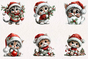 Jolly Christmas Kitten Clipart, a Seasonal Illustration by CreationArt (Thumbnail 2 of 7)