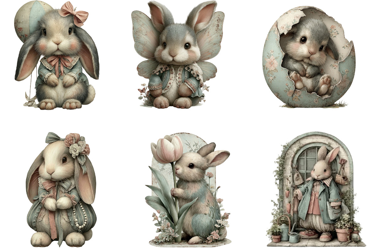 Watercolor Easter Bunny Clipart, an Illustration by DreamArtGraphic (Photo 3 of 5)