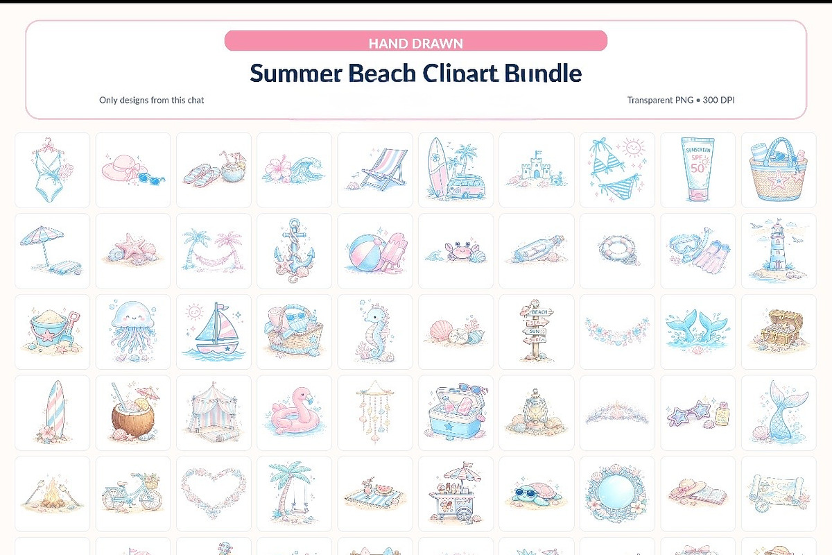 Summer beach clipart, a Seasonal Illustration by HeavensStar (Photo 10 of 10)