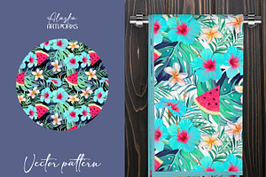 Summer Pattern. Tropical Flowers