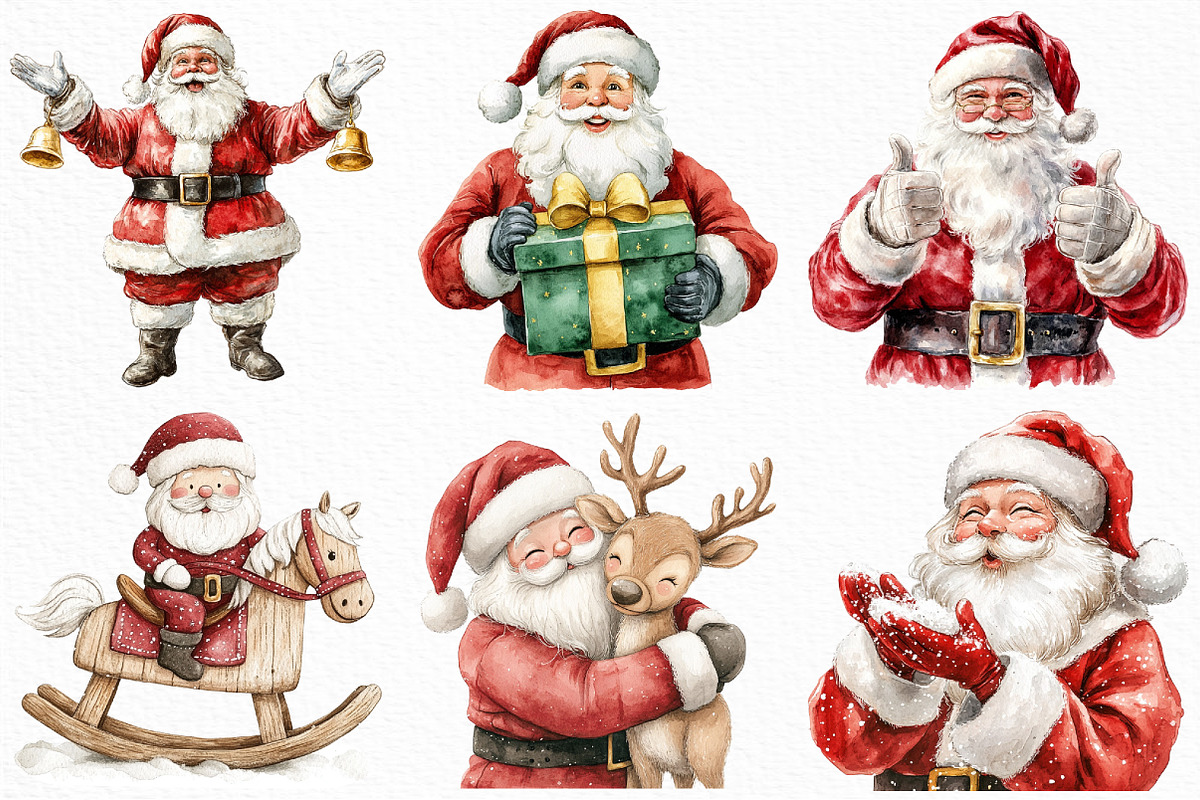 Watercolor Santa Clipart, an Illustration by Craft Nest (Photo 3 of 6)