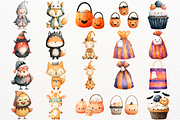 Watercolor Halloween Animals Clipart, an Animal Illustration by SugarCloudStudioArt (Thumbnail 4 of 5)