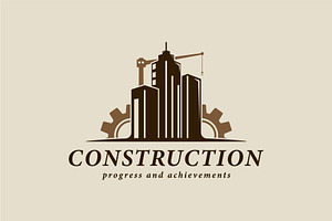 building and crane logo vintage, a Branding & Logo Template by zyxroun shop