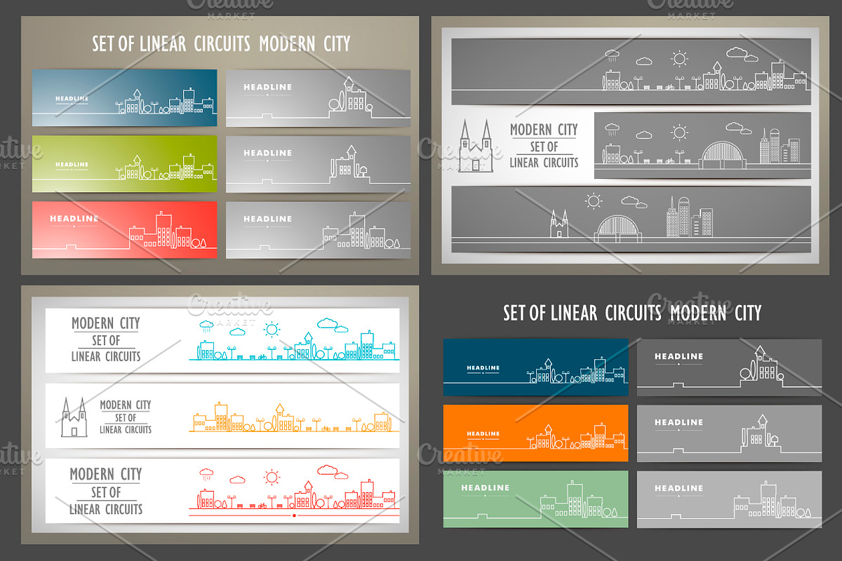 Vector set design silhouette city, an Object Graphic by Haisonok (Photo 1 of 4)