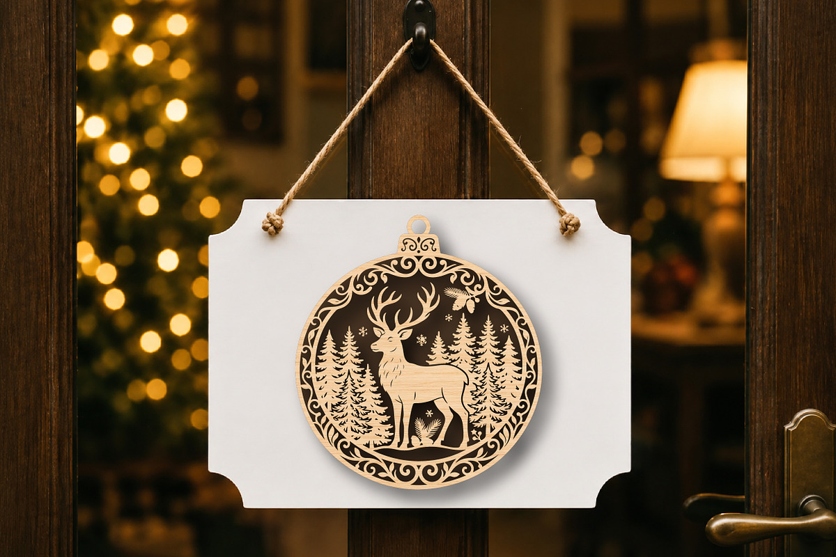 Reindeer Forest Christmas Ornament, a Work Illustration by Digital Artistic99 (Photo 4 of 4)