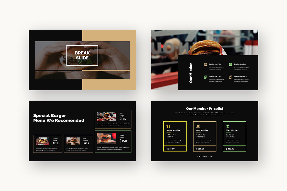 Kvio : Burger Brand Google Slides, a Presentation Template by Punkl Camp (Photo 14 of 15)