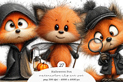 Whimsical Halloween Fox Clipart, a Work Illustration by SinaCreation (Thumbnail 1 of 7)
