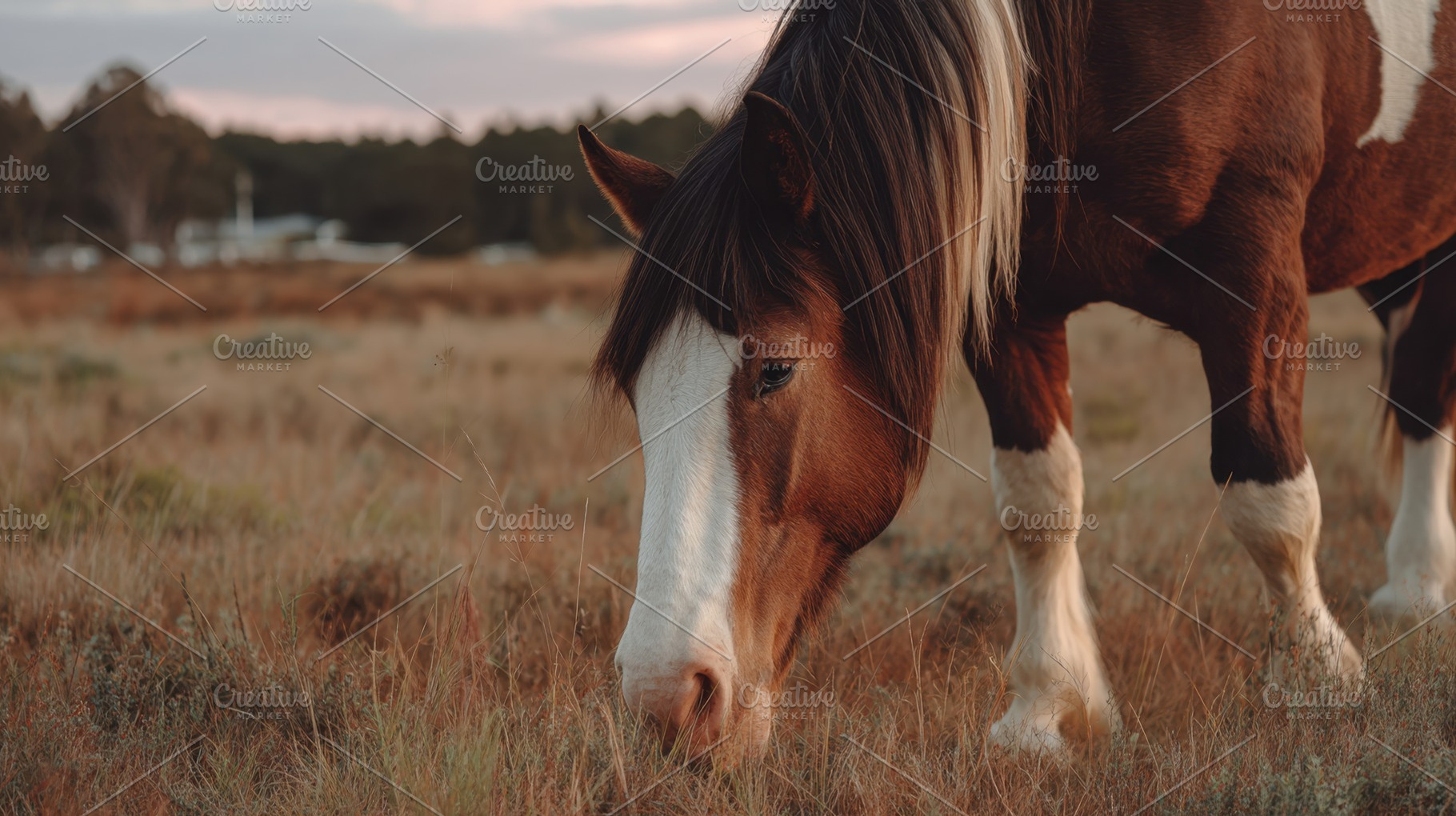 Horse grazing at sunset, a Photo by Beautiful things