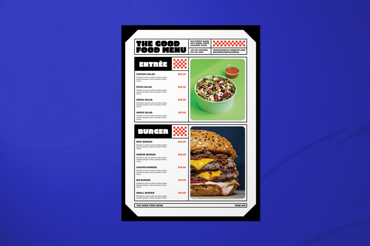 Bold Playful Retro Food Menu, a Brochure Template by The Good Store