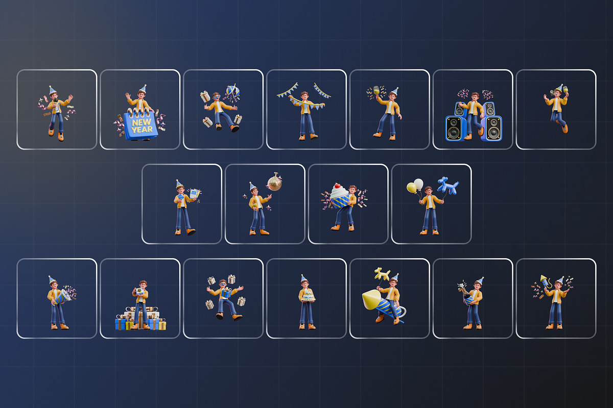 New Year Party 3D Character Pack, a Characters & Person 3D Model by Haps Space (Photo 4 of 4)