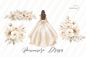 Ivory White Floral Princess Clipart