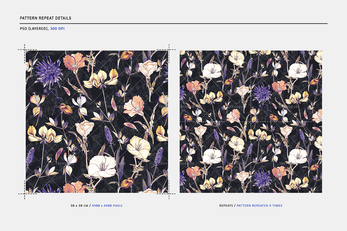 Bright Flowers - Seamless Patterns, a Pattern Graphic by texvogue (Photo 3 of 9)