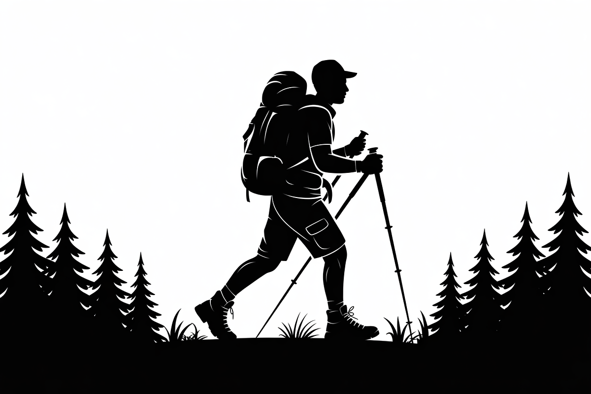 silhouette hiker climbing a mountain, an Illustration by Amazin_art (Photo 8 of 17)